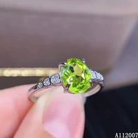 kjjeaxcmy fine jewelry 925 sterling silver inlaid natural peridot ring delicate new female gemstone ring fashion support test