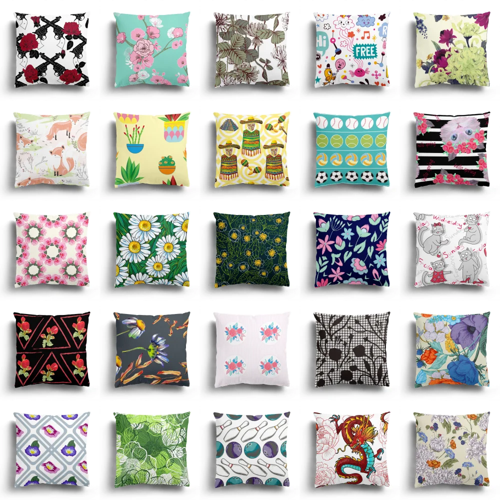 

Nordic creative geometric pillowcase super soft super short plush car living room sofa home cartoon decoration super size 60x60