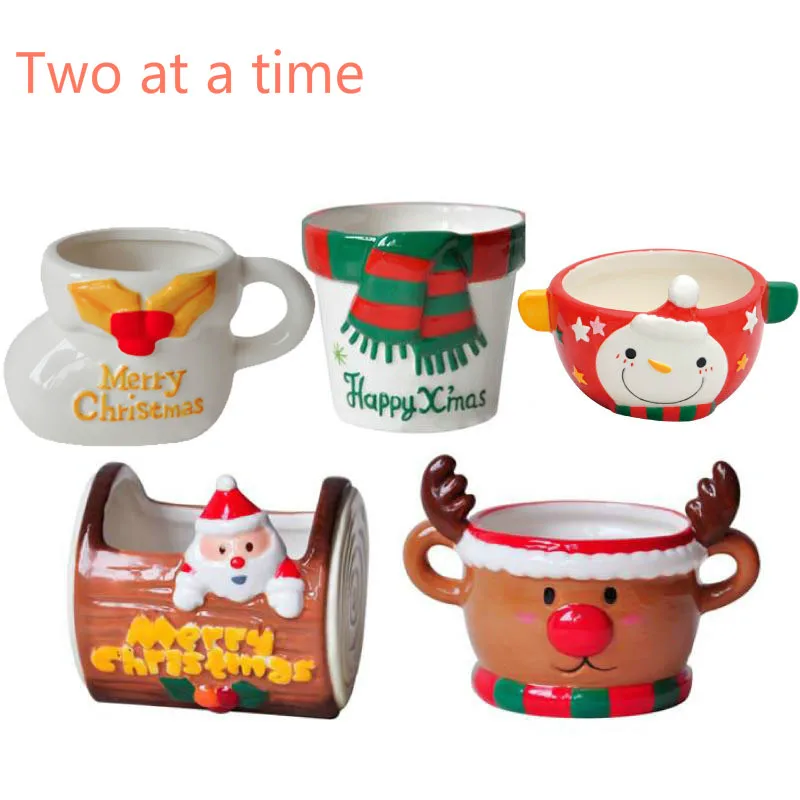 2 шт. керамическая чашка с рисунком Санта Клауса снеговика 2020|Кружки| |