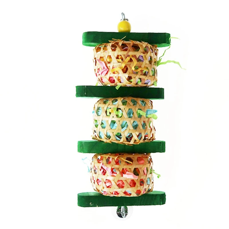 

New Parrot Bite Toy Creative Hanging Wooden Rattan Bird Cage Toy Parrot Chewing Toys Medium Large Pet Parrot Plaything Supplies