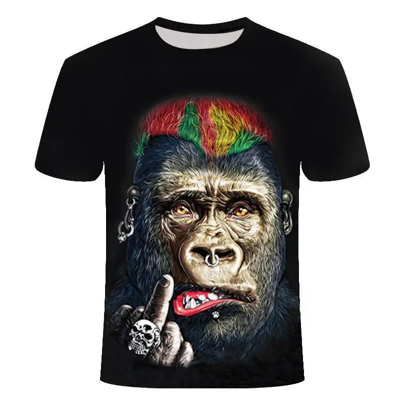 

3d animal T-shirt monkey funny gorilla shirt unisex short-sleeved streetwear T-shirt men's summer top