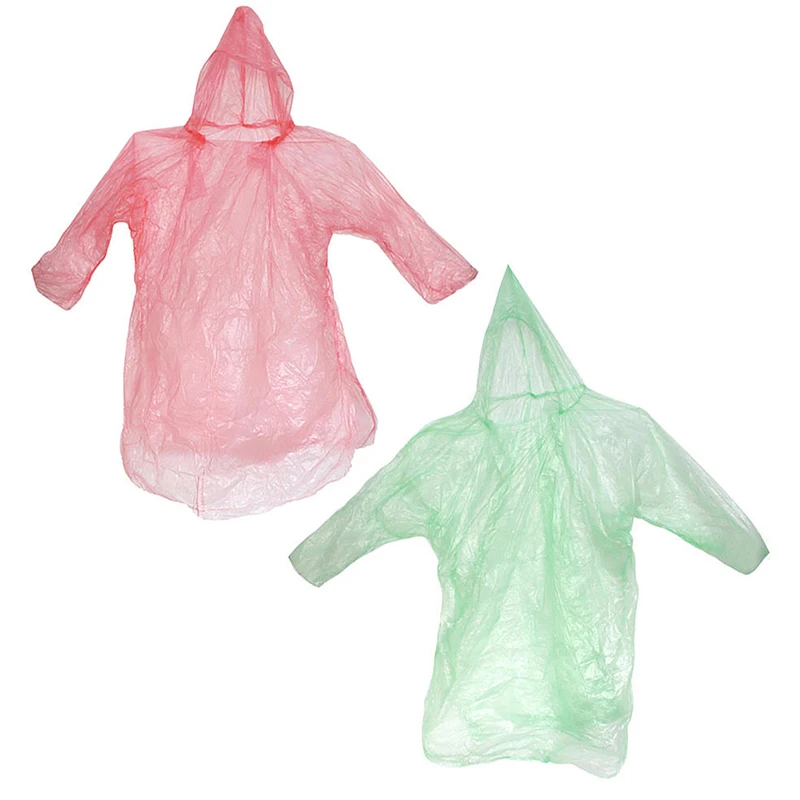 

10Pcs Random Color Disposable Adults Raincoat Environment Raincoat Hood Outdoor With Poncho Coat Rain Waterproof Transparen P2H0