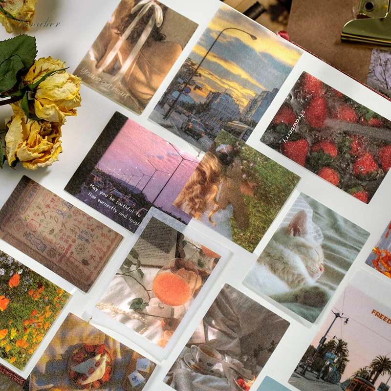 100 шт./пакет винтажные небесные звезды цветок INS стильные Васи бумажные наклейки