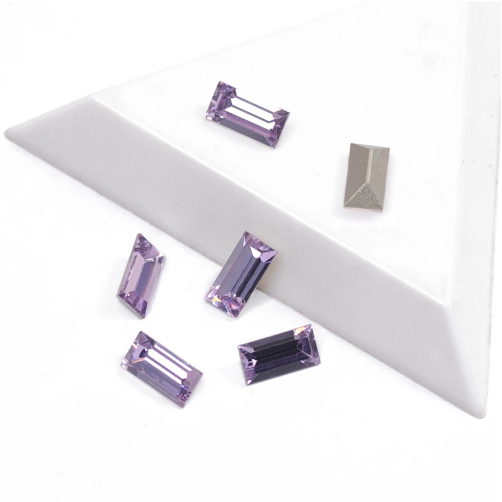 

4501 Violet Color Baguette Shape Glass Strass 20pcs/pack Crystal Pointback Bling Rhinestones For Nails Art Decorations