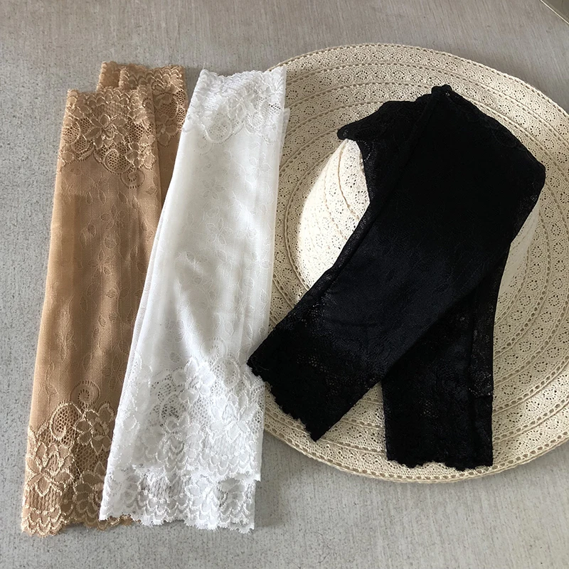 

18cm/ 30cm New Summer Elegant Lady Sunscreen Lace Gloves Women Short Cuff Wrist Scar Covered Fashion Female Driving Glove AGB658