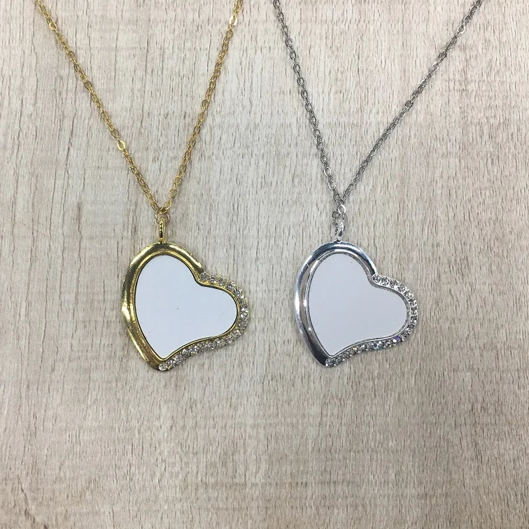 30 pcs New Arrival Cheap Sublimation Blanks Metal Necklace  Jewelry Heart Shape  Pendant Blanks for Custom Promotion Gifts