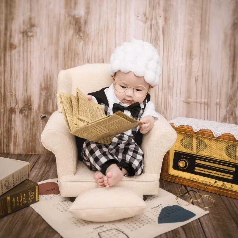 

Newborn Photography Props Costume Infant Baby Boys Cosplay Grandpa Hat Clothes Photo Shooting Outfits Baby Foto Gift