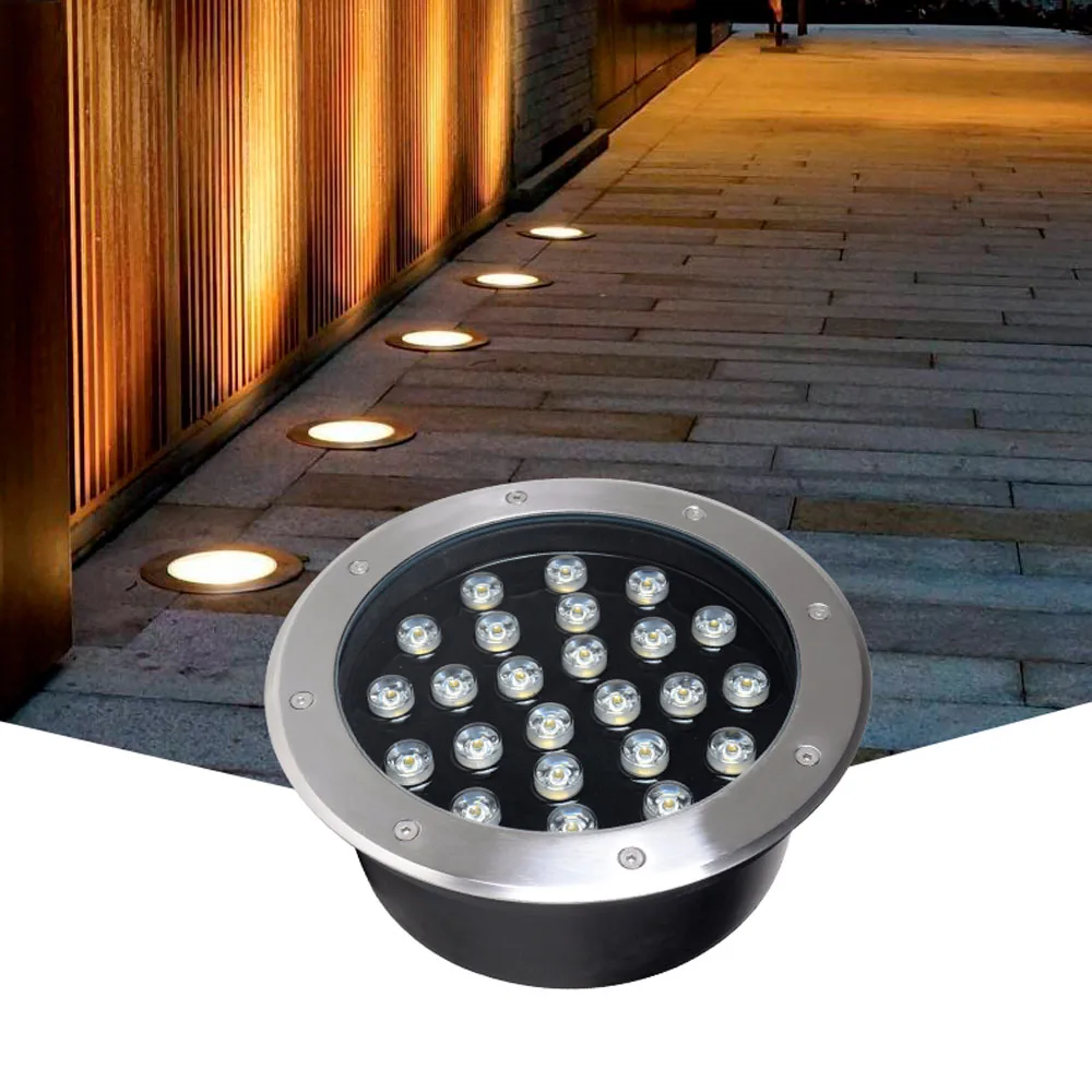 IP68 Led Waterproof Underground Light Recessed 15W 18W 24W 36W 48W Outside Ground Floor Spotlight Garden Lamp AC220V DC12V DC24V