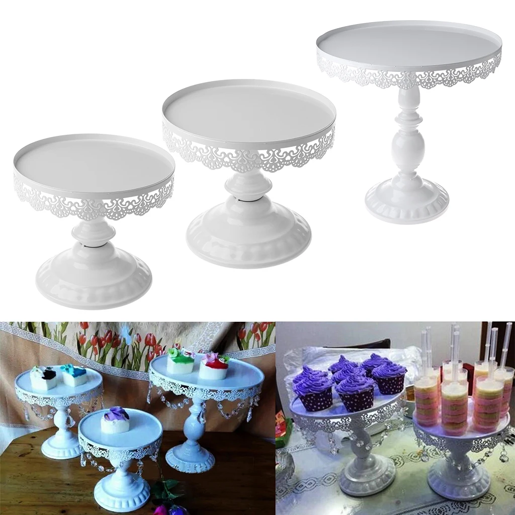 

Baking paint Cake Stand Round Pedestal Dessert Holder Cupcake Display Rack Birthday Wedding Party Decoration