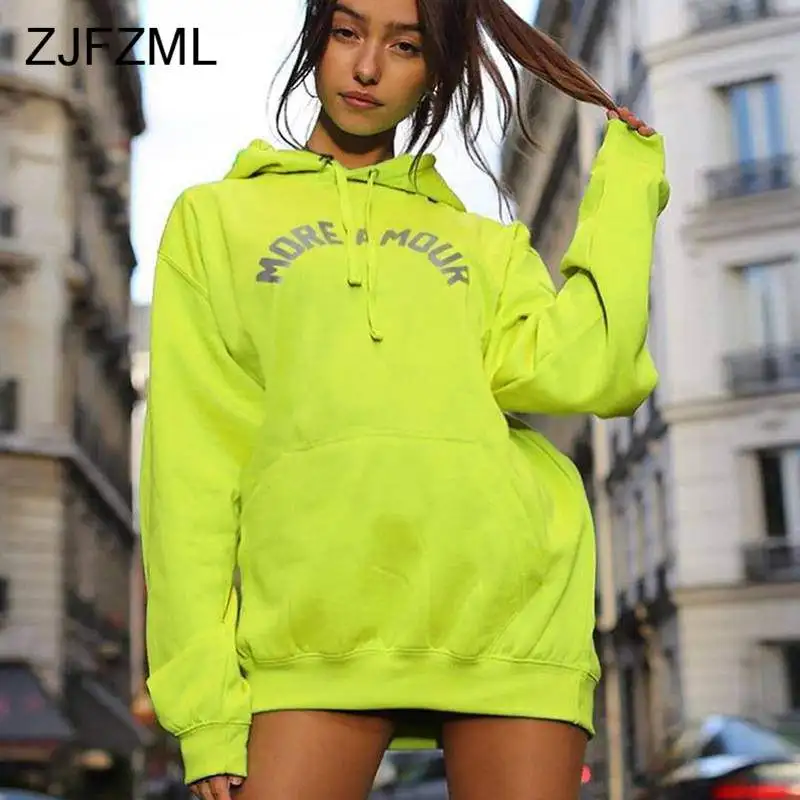 Голографическая Осенняя неоновая толстовка с буквенным принтом женские