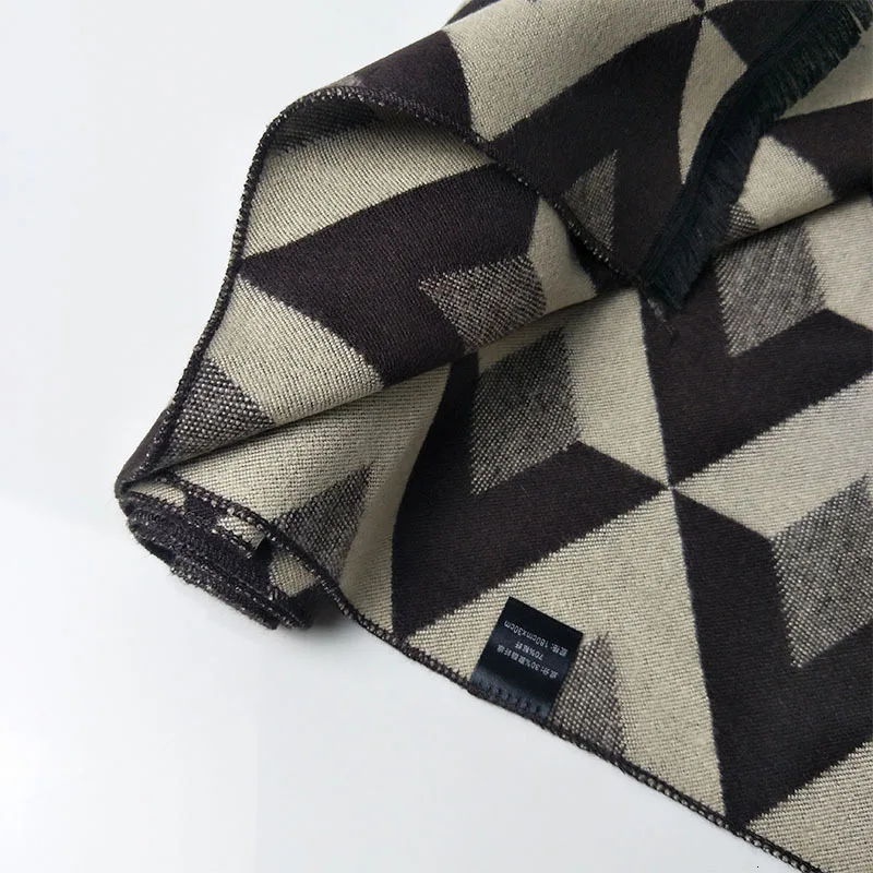 

2021 Winter New Imitation Cashmere Scarf Men's Long Jacquard Diamond Double-sided Warm And Cold