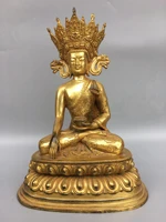 12chinese temple collection old bronze gilt great buddha tathagata wear a crown sakyamuni enshrine the buddha ornaments
