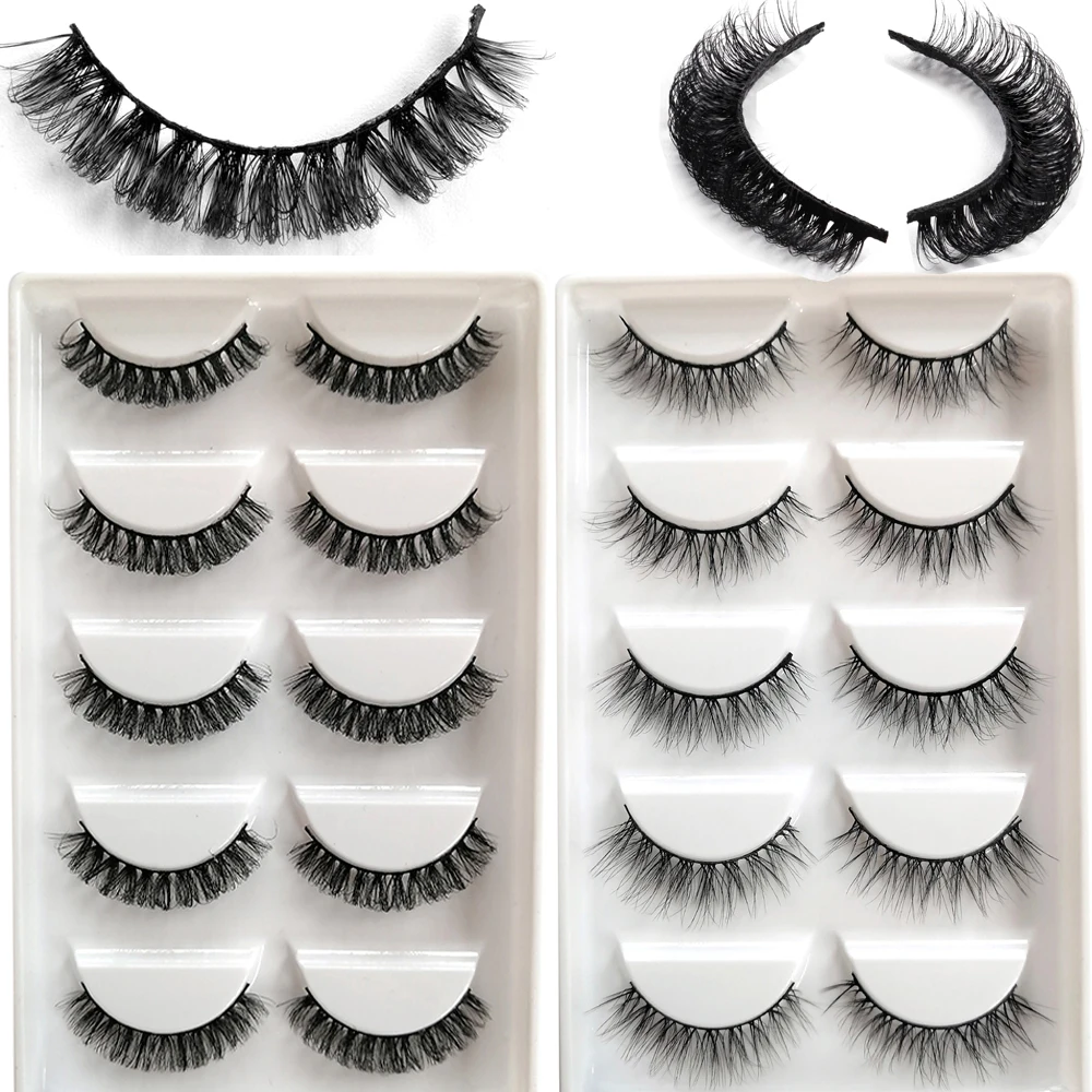 

NEW 5Pairs Fluffy Mink Lashes Short Messy Wispy Natural Eyelashes 8mm-20mm Hamdmade 3D Mink Eyelashes Makeup False Lashes