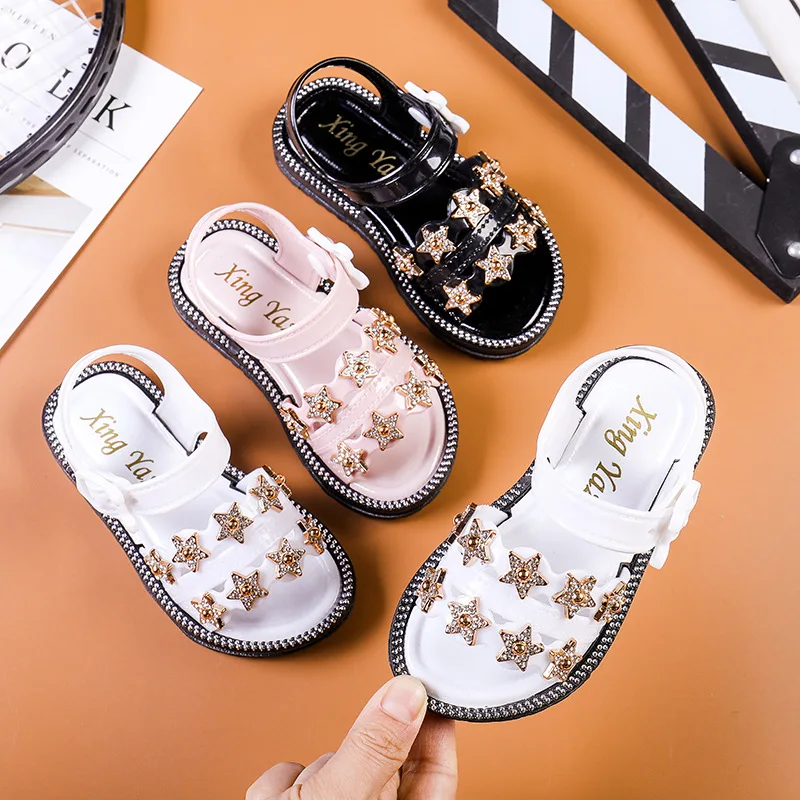 Новинка 2020 летние стильные сандалии для девочек детские пляжные маленьких милая обувь принцессы с бантом