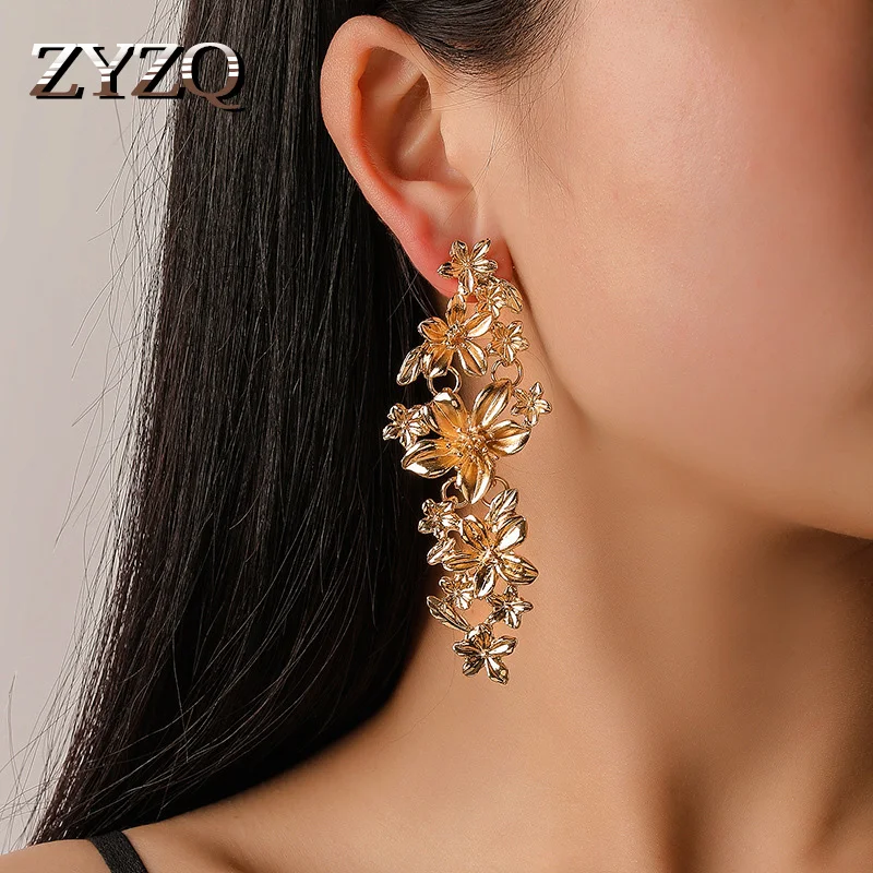 Классические сережки подвески ZYZQ для женщин с длинными маленькими цветами