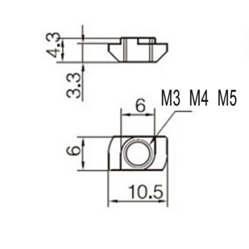 50 шт. M3/M4/M5 * 10*6 для 20 серий Т образная гайка из углеродистой стали т раздвижная