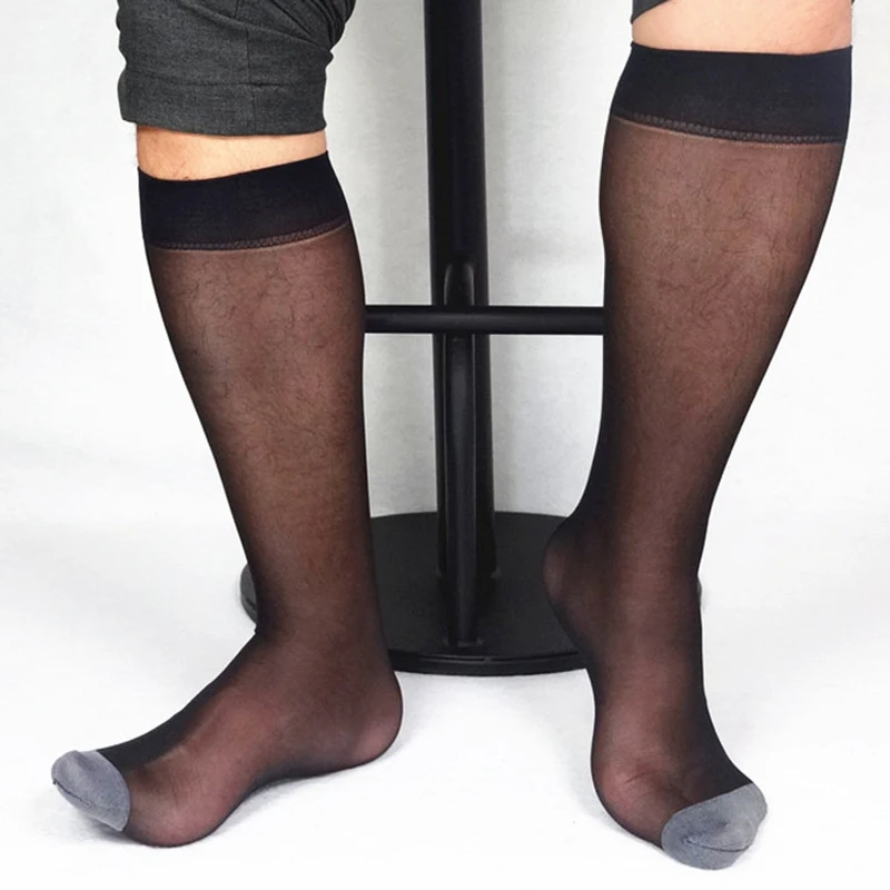 

Tube Socks Male Business Dress Socks Men Sheer Socks Exotic Formal Wear Suit Men Transparent Stripe Business Breathable Stocking