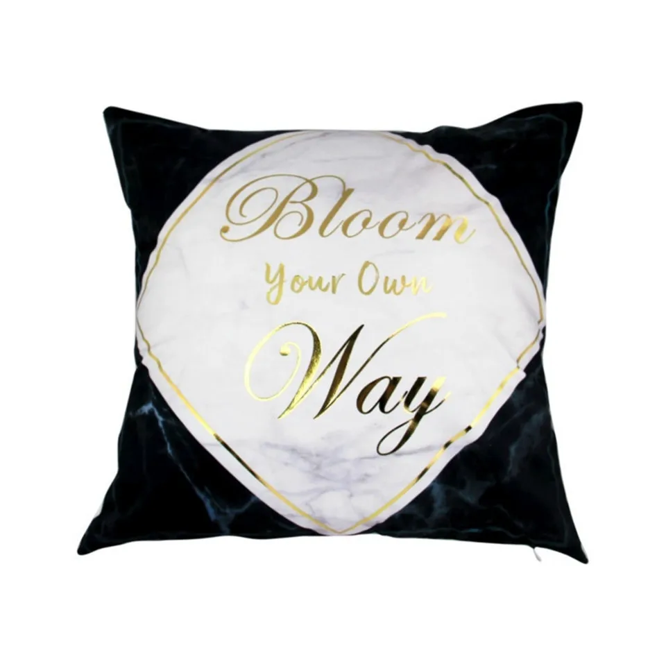 

45*45cm Marble Gilding Pillow Case Cotton Blended Waist Pillow Cover Square Sofa Car Cushion Cover (Without Pillow Inner)