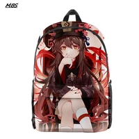 anime genshin impact hu tao backpack fashion oxford cloth backpack print travel bag girls casual shopping bag student school bag