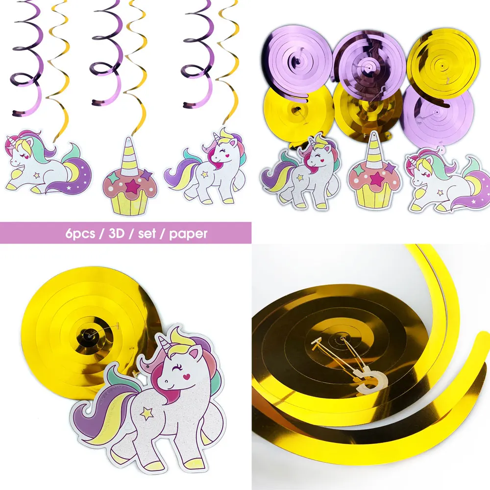 Мультфильм Единорог вечерние украшения Висячие вихревые рога украшение для