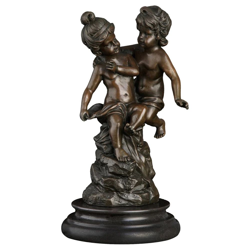 Симпатичная Бронзовая статуя для маленьких детей с надписью Love Boy дружба