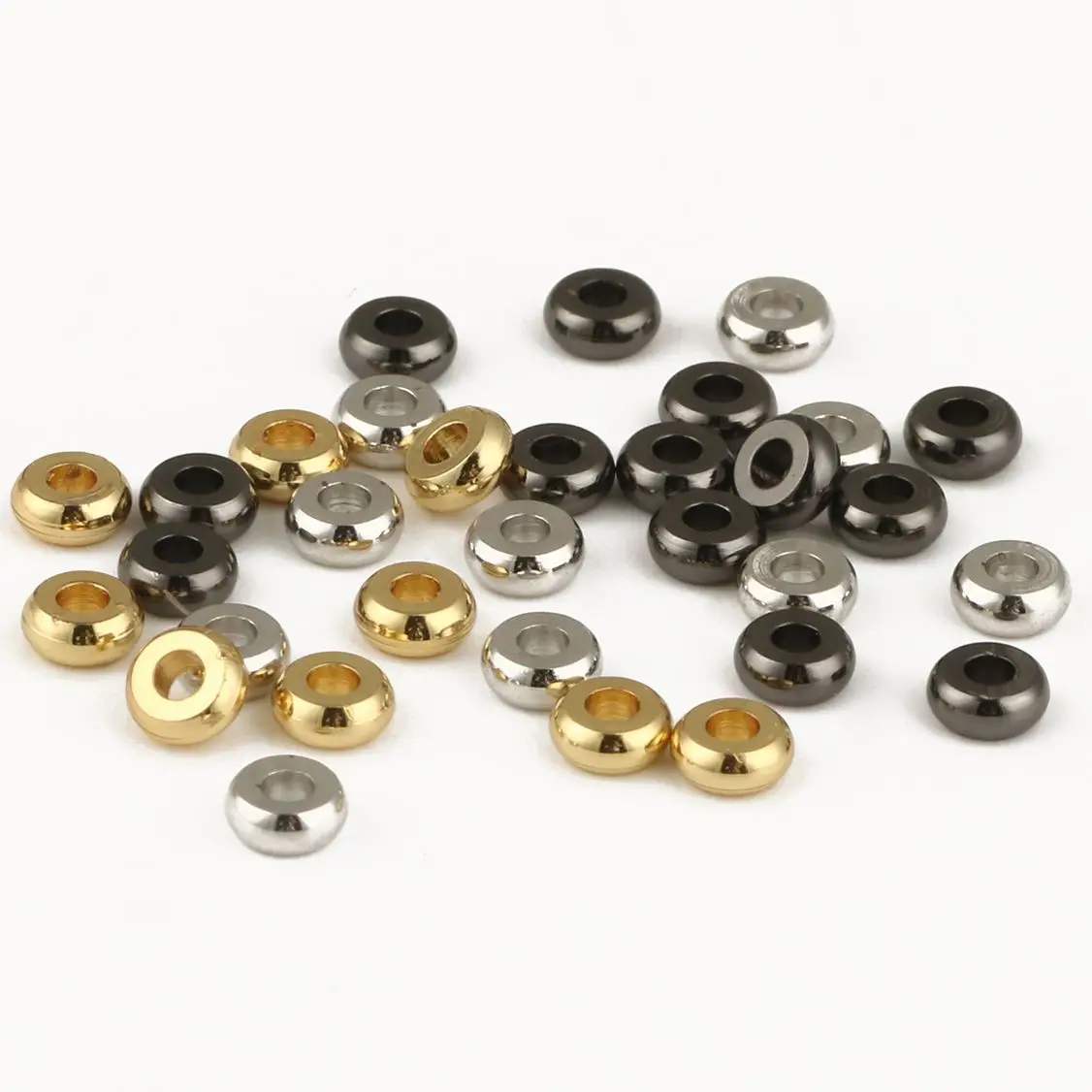

4/6/8mm Stainless Steel Wheel Spacer Beads Flat Round Loose Charm Beads For Jewelry Making DIY Bracelet Supplies Accessories