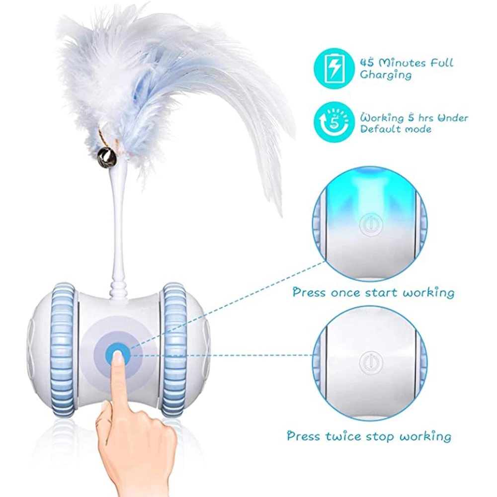 USB Charging Pet Cat Feather Smart Electric Balance Car Funny Toy Electronic Automatic Teaser Playing | Дом и сад