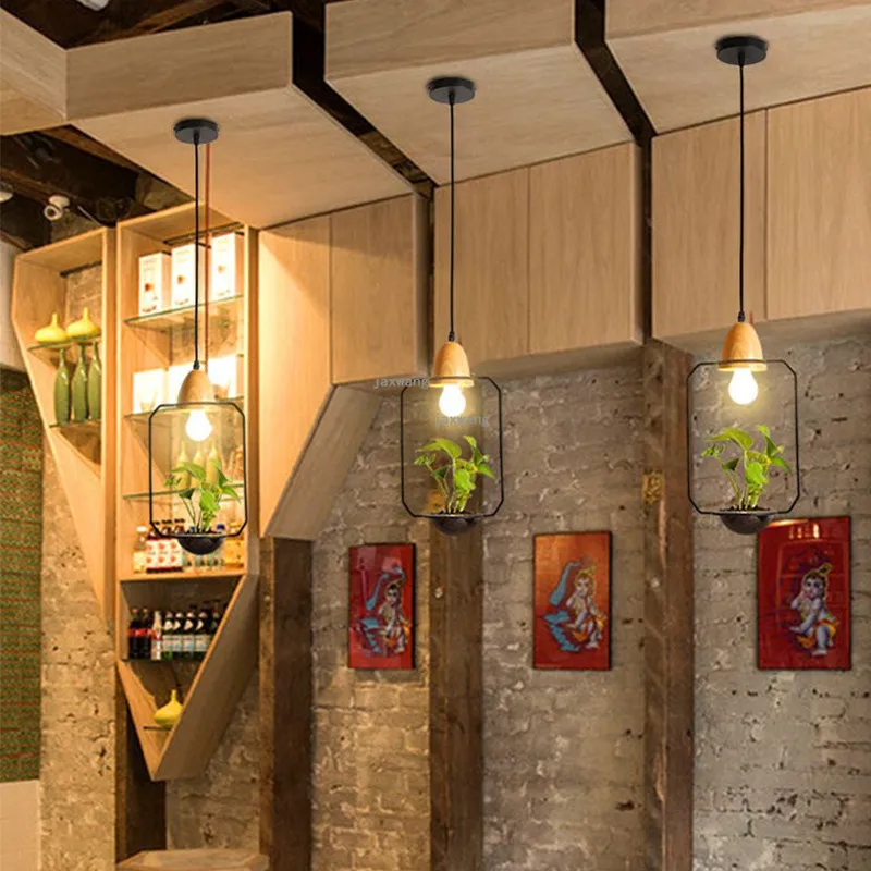 Nordic LED Pendant Lights Restaurant Creative Plant Decoration Hanging Lamp Loft Fixtures Kitchen | Освещение