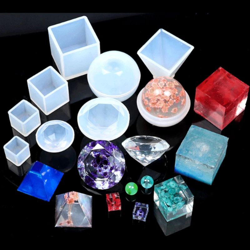 Square White DIY Crystal Epoxy Plastic Square Mold Cube Molde Silicona Silicon Mold Decoration Craft