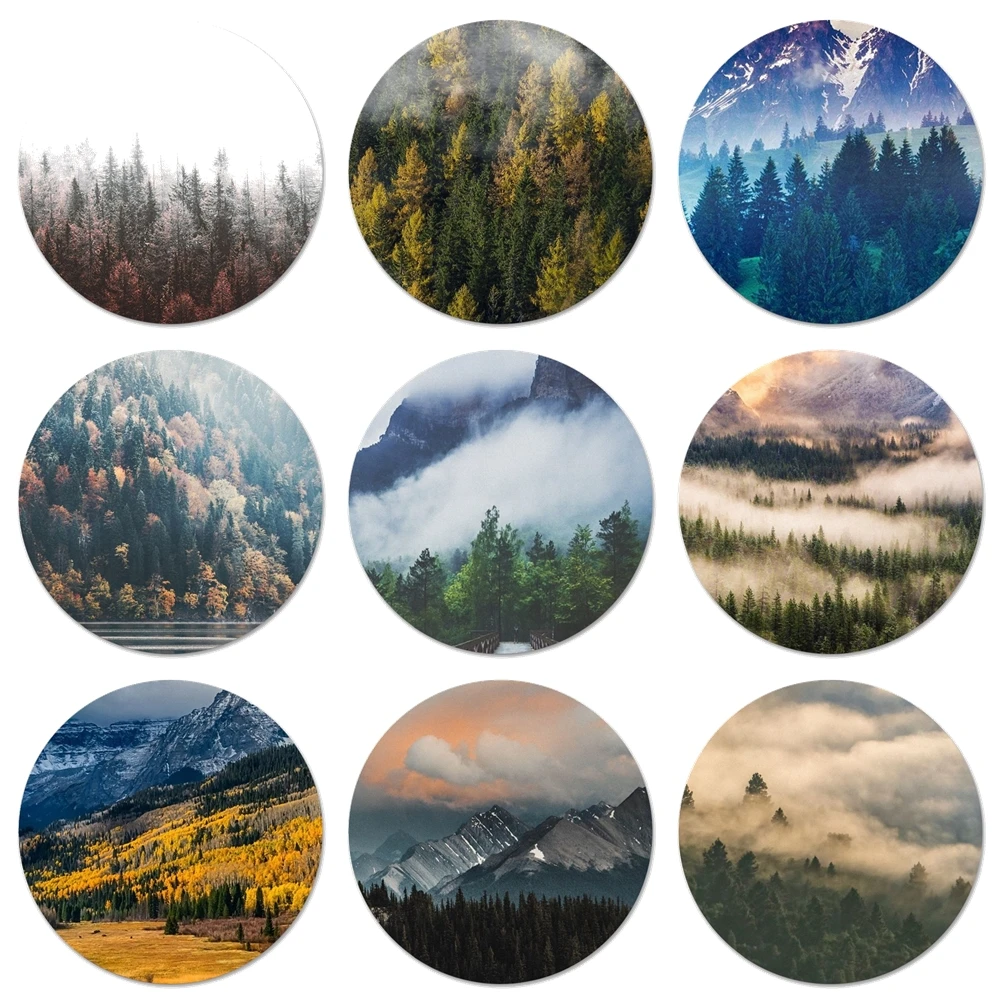 Горный лес облака Значки значки значок Металлические для одежды рюкзака