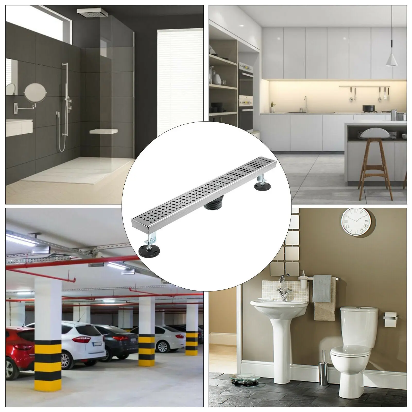 vevor linear shower drain floor trench drain 30lmin stainless steel removable cover for hotel bathroom kitchen toilet drainning free global shipping