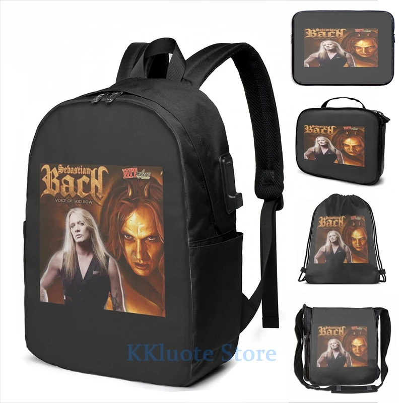 Funny Graphic print concert tour date Sebastian Bach time cl1 USB Charge Backpack men School bags Women bag Travel laptop | Багаж и сумки