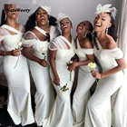 Африканские черные платья подружек невесты для девушек, новинка 2022, сексуальное Белое Атласное длинное платье русалки для свадебной вечеринки, женские Формальные платья на заказ