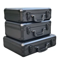 black aluminum alloy hand held toolbox outer box of instrument and equipment with square sponge sample box shipping case