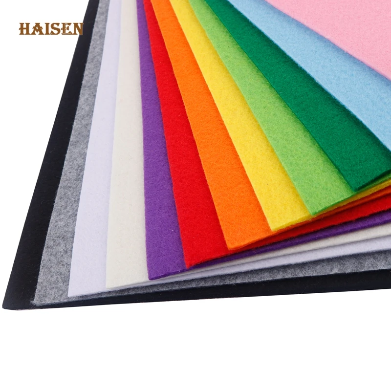 Fieltro grueso de 3mm, tela no tejida de poli&eacute;ster para coser acolchados, DIY, patr&oacute;n de decoraci&oacute;n del hogar, artesan&iacute;a, material 30x30cm, 12 unids/lote-3