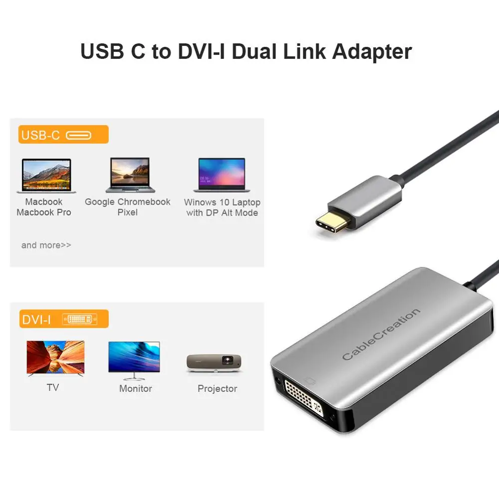 Кабель-адаптер CableCreation USB Type-C с двумя разъемами 2560x1600 разрешение для MacBook Samsung Galaxy S8