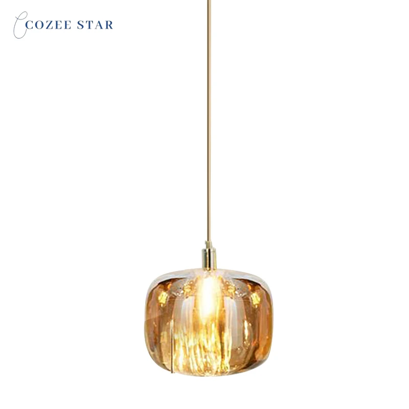 

Nordic LED Pendant Lights Modern Iron Glass Pumpkin Colorful Lamps Luste Bedroom Living Room Dining Room Indoor Lighting Fixture