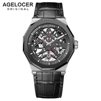 agelocer original mechanical watches mens automatic power reserve 80h fashion brands 316 stainless steel watches sapphire black