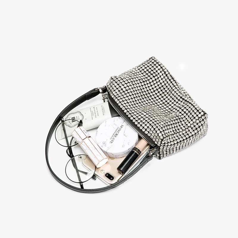

Soft Bling Leather Mini Shoulder Diamonds Evening Clutch Bag Purses and Handbags Luxury Designer Bags for Women 2021