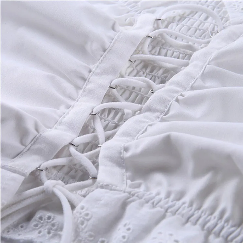 

2020 Womens Tops Sexy Off Shoulder Shirt Fashion Bandage Lace-up Hollow Out Lace Strappy Crop Tops Ladies High Street Club Shirt