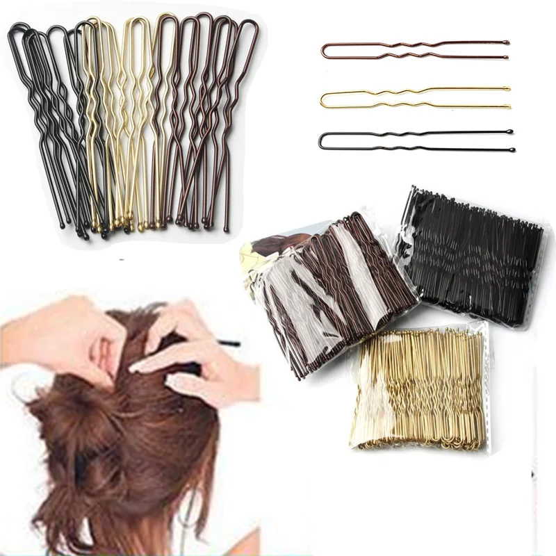 

50PCS Women 6CM Hair Waved U-shaped Bobby Pin Barrette Salon Grip Clip Hairpins Black Metal Hair Accessories For Bun