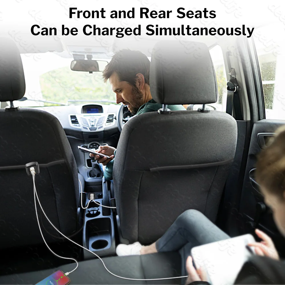 deelife car charger rear seat with 4 usb ports mobile phone adapter qc 3 0 socket auto splitter for front back passenger free global shipping