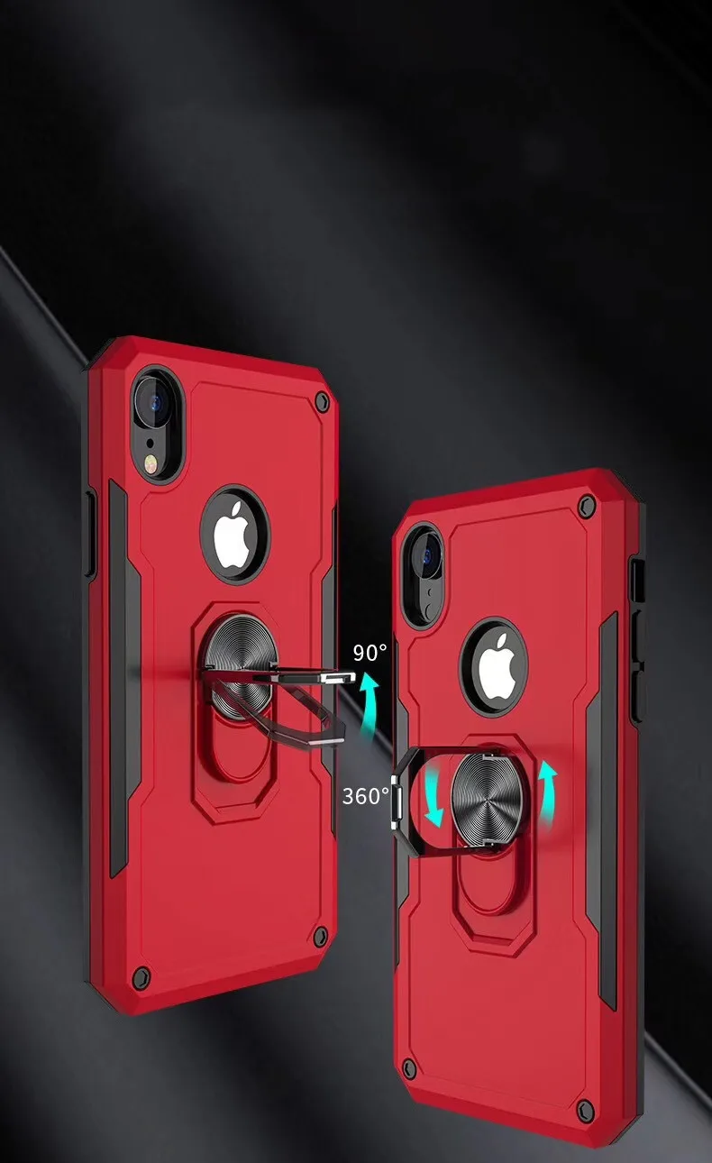 Case for iPhone 11 Pro Max X XS XR With Metal Finger Ring Bracket Blade Car Cover For 7 8 6 Plus Plain Protective |