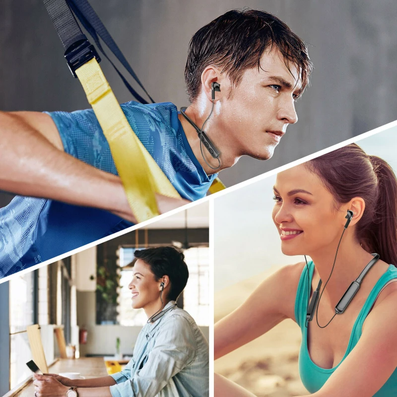 

Sports sweatproof Earphone Wireless Bluetooth V5.1 Headphones Superb bass stereo sound Headset Neckband Earbuds With Microphone