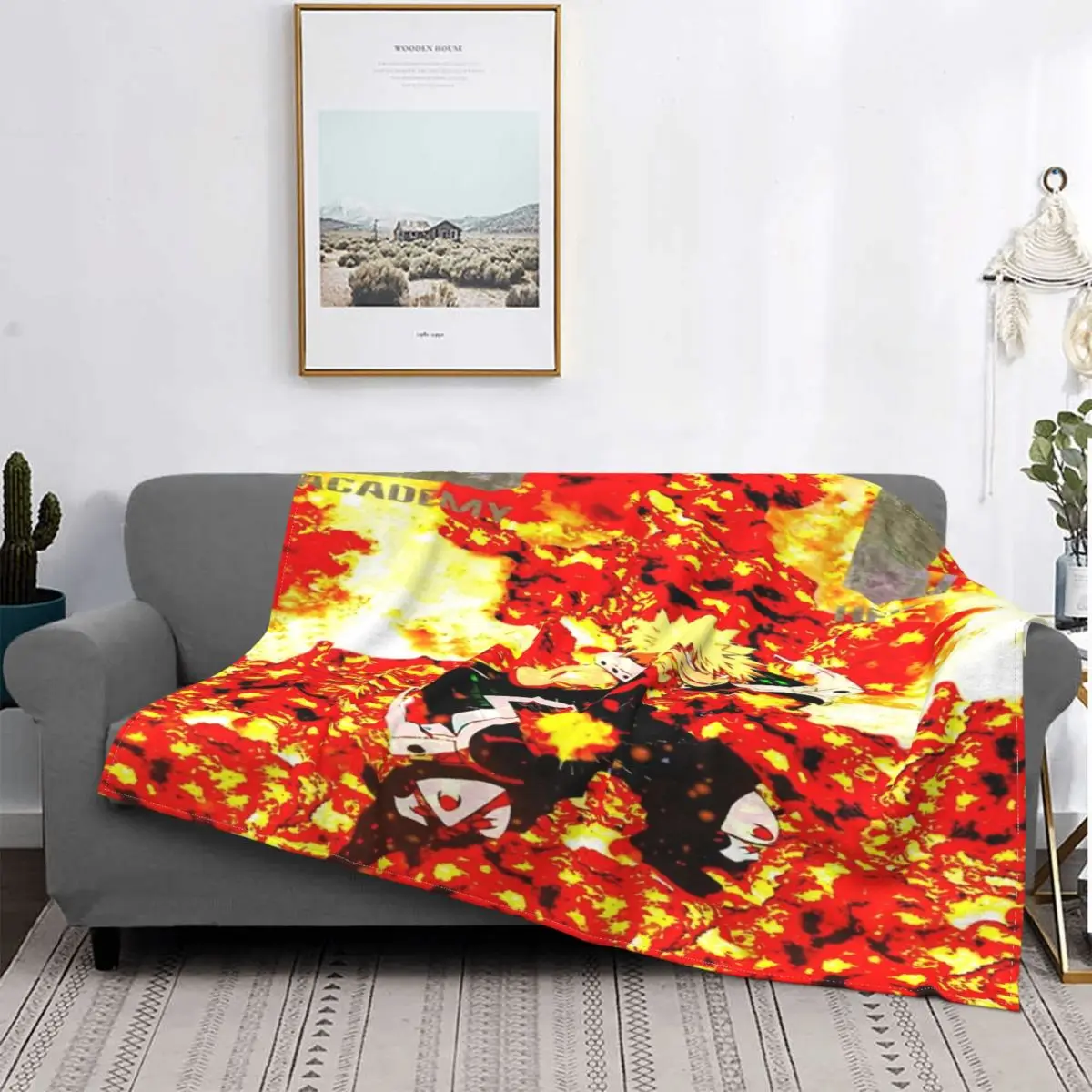 

Bakugo-Manta a cuadros para cama, cobertor doble para invierno