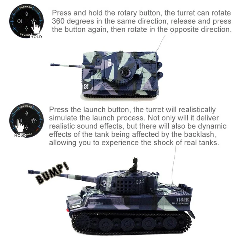 Радиоуправляемый мини-танк 1:72 немецкий тигровый боевой высокий пульт