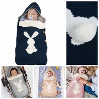 newborn infant baby sleeping bag winter warm button knit swaddle wrap swaddling stroller wrap toddler rabbit sleeping blankets