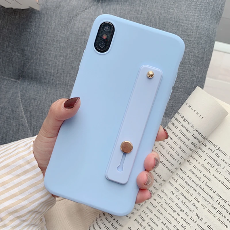 WristStand Purple Простая подставка Матовый ТПУ чехол для huawei Honor 7C 7A 7X фотоаппаратов моментальной печати 7S 6X 6C 6A 5X 5C V9 играть V10 V20 ремешок повязка на руку чехол - Цвет: WristStand Purple