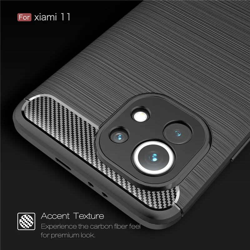 Чехол для Xiaomi Mi 11 мягкий чехол из углеродного волокна задняя крышка защитный