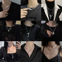 17 styles twin multi layer necklace womens hip hop sweater chain fashion punk sweater chain personal influencer necklace